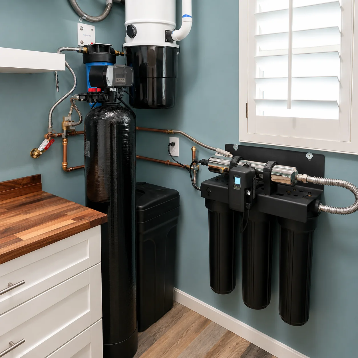 The repaired softener plus whole home wellness filtration and UV protection Hydrology added