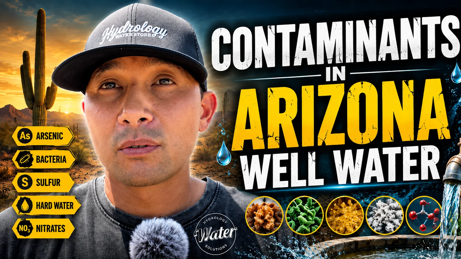 Contaminants in Arizona well water that well water testing Arizona labs check for: arsenic, bacteria, sulfur, hard water, and nitrates