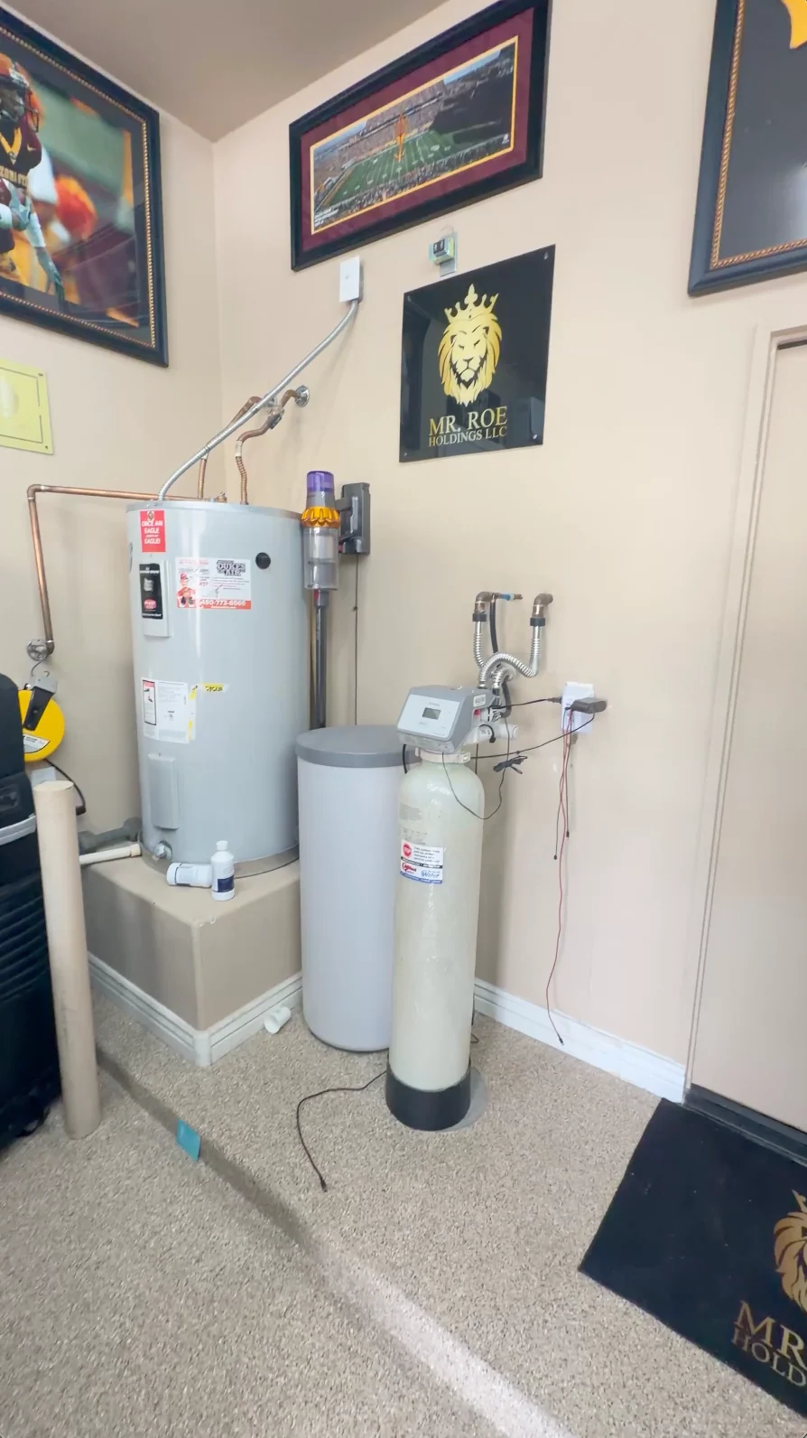The undersized water softener and water heater found in a 4,000+ sq. ft. Gilbert AZ home